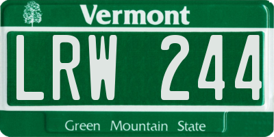 VT license plate LRW244