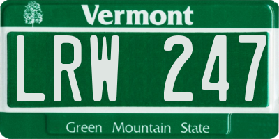 VT license plate LRW247