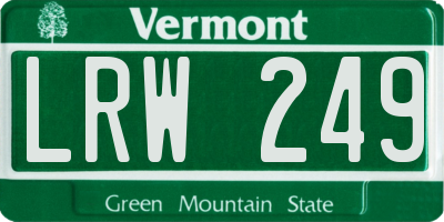 VT license plate LRW249