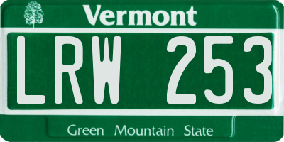 VT license plate LRW253