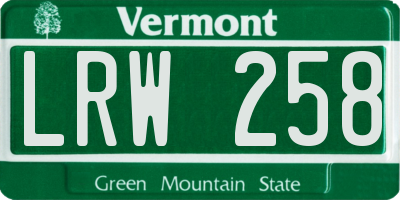 VT license plate LRW258