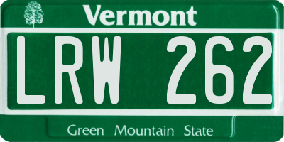 VT license plate LRW262