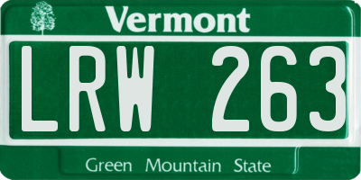 VT license plate LRW263