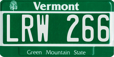 VT license plate LRW266