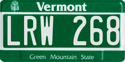 VT license plate LRW268