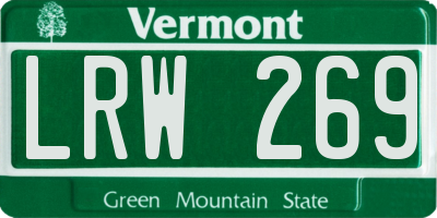 VT license plate LRW269