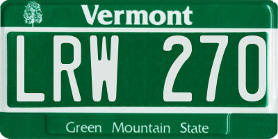 VT license plate LRW270