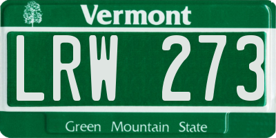 VT license plate LRW273