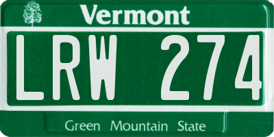 VT license plate LRW274