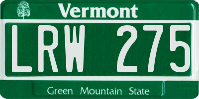 VT license plate LRW275