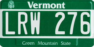 VT license plate LRW276