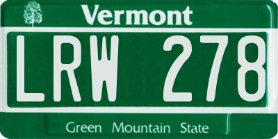 VT license plate LRW278