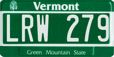 VT license plate LRW279