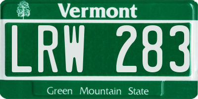 VT license plate LRW283