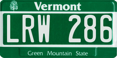 VT license plate LRW286