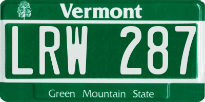 VT license plate LRW287
