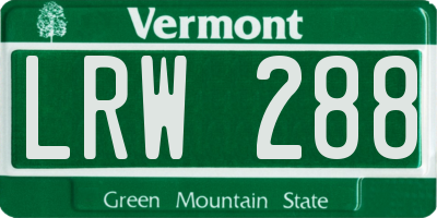 VT license plate LRW288
