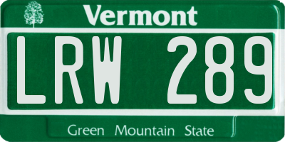 VT license plate LRW289