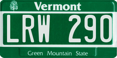 VT license plate LRW290