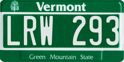 VT license plate LRW293
