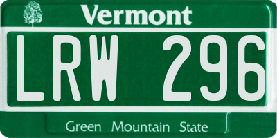 VT license plate LRW296