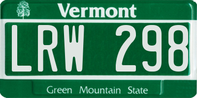 VT license plate LRW298