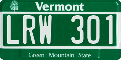 VT license plate LRW301
