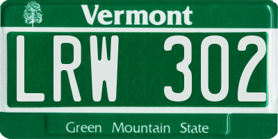VT license plate LRW302