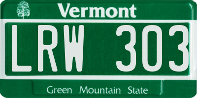 VT license plate LRW303