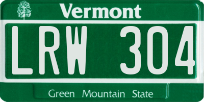 VT license plate LRW304