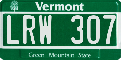 VT license plate LRW307