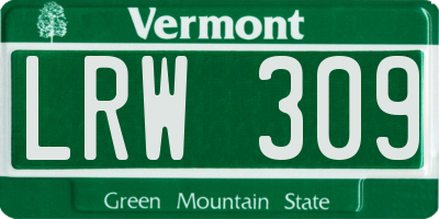 VT license plate LRW309