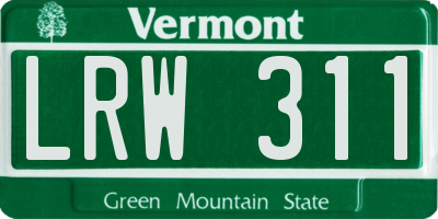 VT license plate LRW311