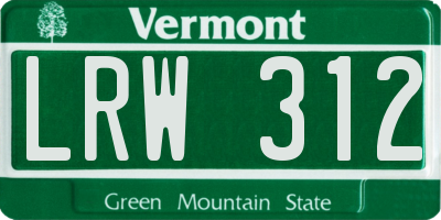 VT license plate LRW312
