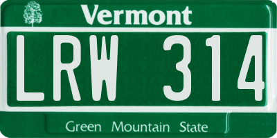 VT license plate LRW314