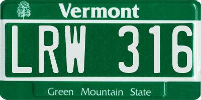 VT license plate LRW316