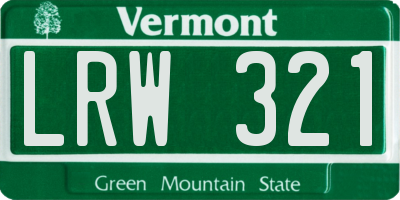 VT license plate LRW321