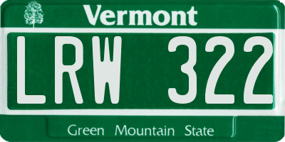 VT license plate LRW322