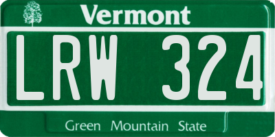 VT license plate LRW324