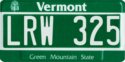 VT license plate LRW325