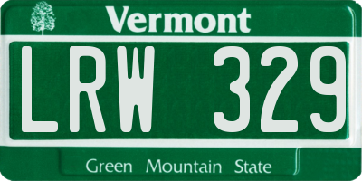 VT license plate LRW329