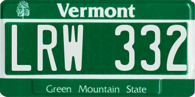 VT license plate LRW332