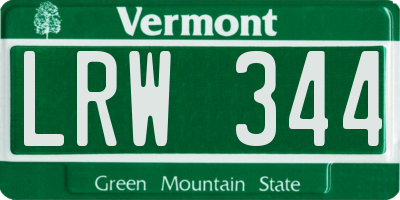 VT license plate LRW344