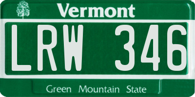 VT license plate LRW346