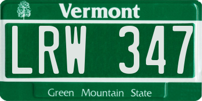 VT license plate LRW347