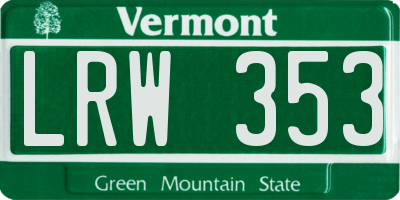VT license plate LRW353