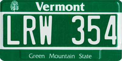 VT license plate LRW354