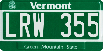 VT license plate LRW355