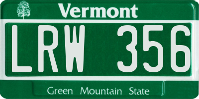 VT license plate LRW356