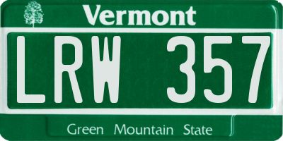VT license plate LRW357